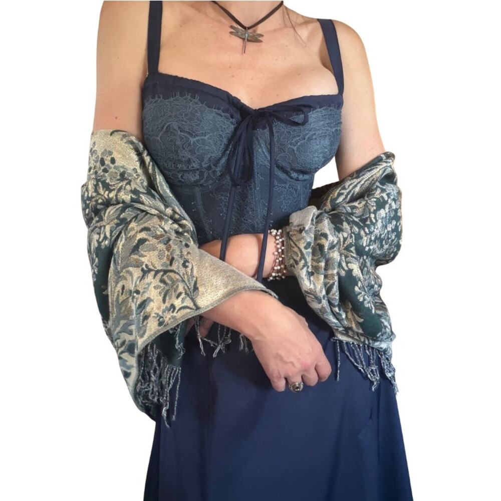 Cottagecore Renaissance Corset Midi Dress / Lace-Up Fairycore Dress